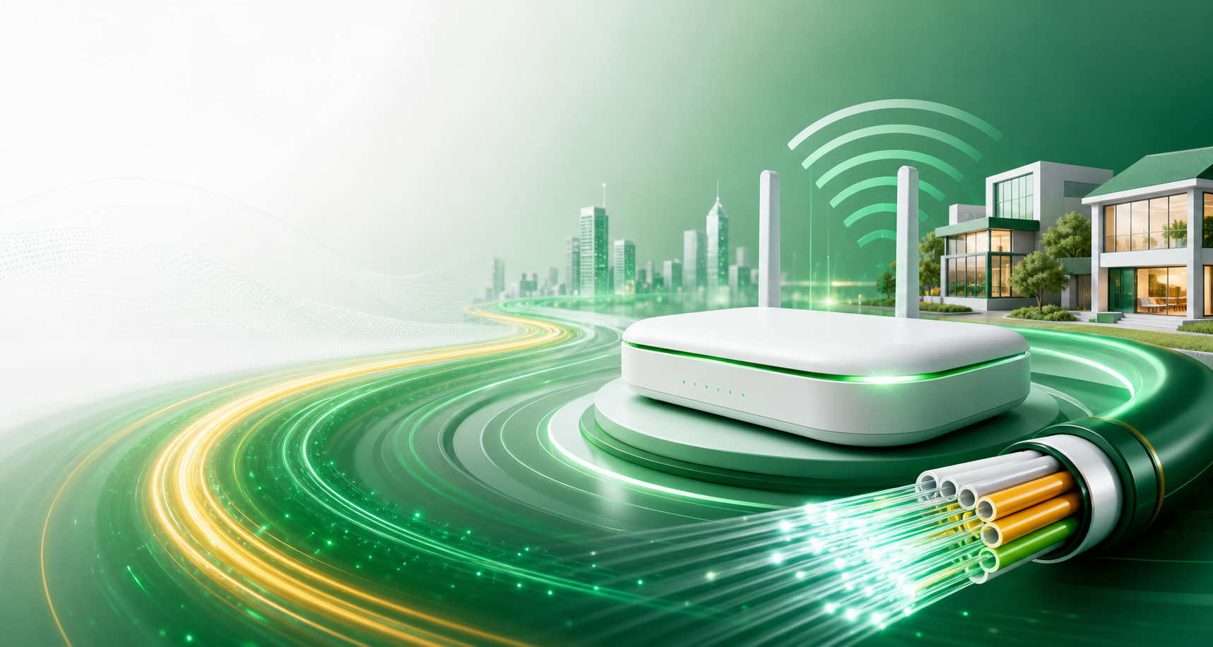 Ilustrasi jaringan internet fiber optic modern